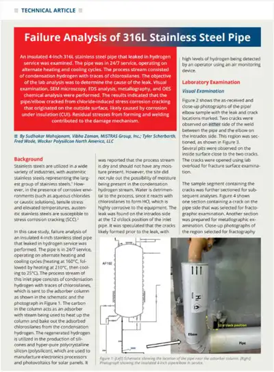Failure Analysis of 316L Stainless Steel Pipe