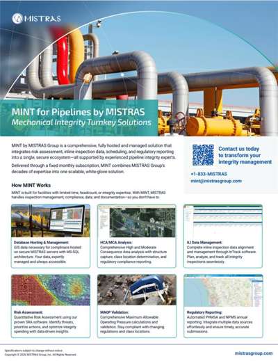 MINT pour pipelines par MISTRAS : Solutions clés en main d’intégrité mécanique