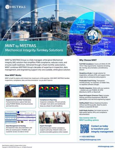 MINT by MISTRAS: Mechanical Integrity Turnkey Solutions