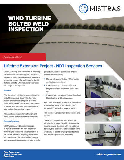 Wind Turbine Bolted Weld Inspection Case Study Flyer