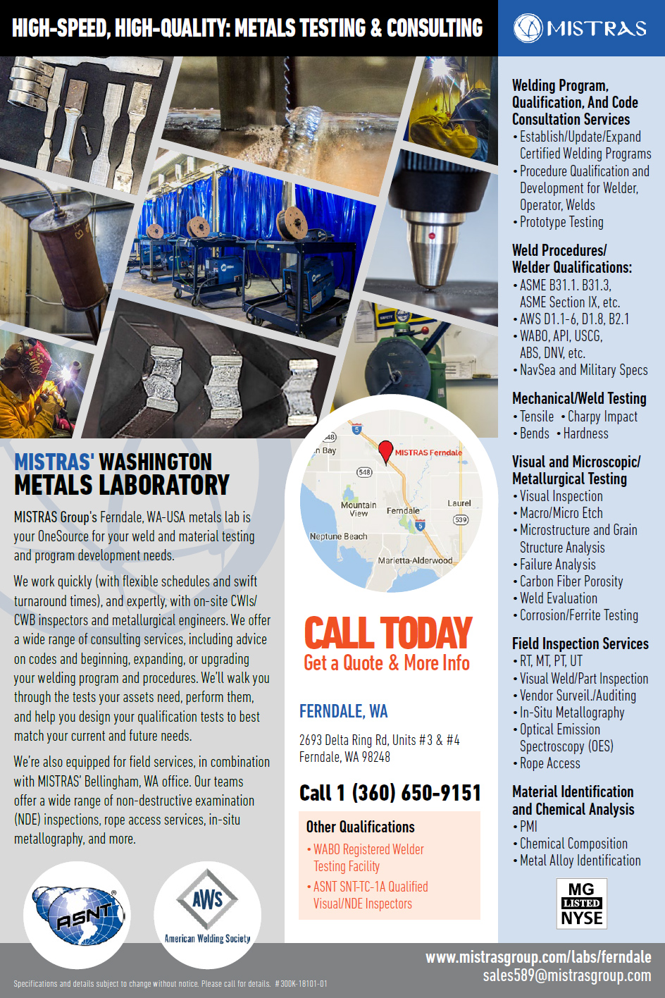 MISTRAS Ferndale Metals Lab Postcard